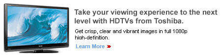 Take your viewing experience to the next level with HDTVs from Toshiba. Get crisp, clear and vibrant images in full 1080p high definition.